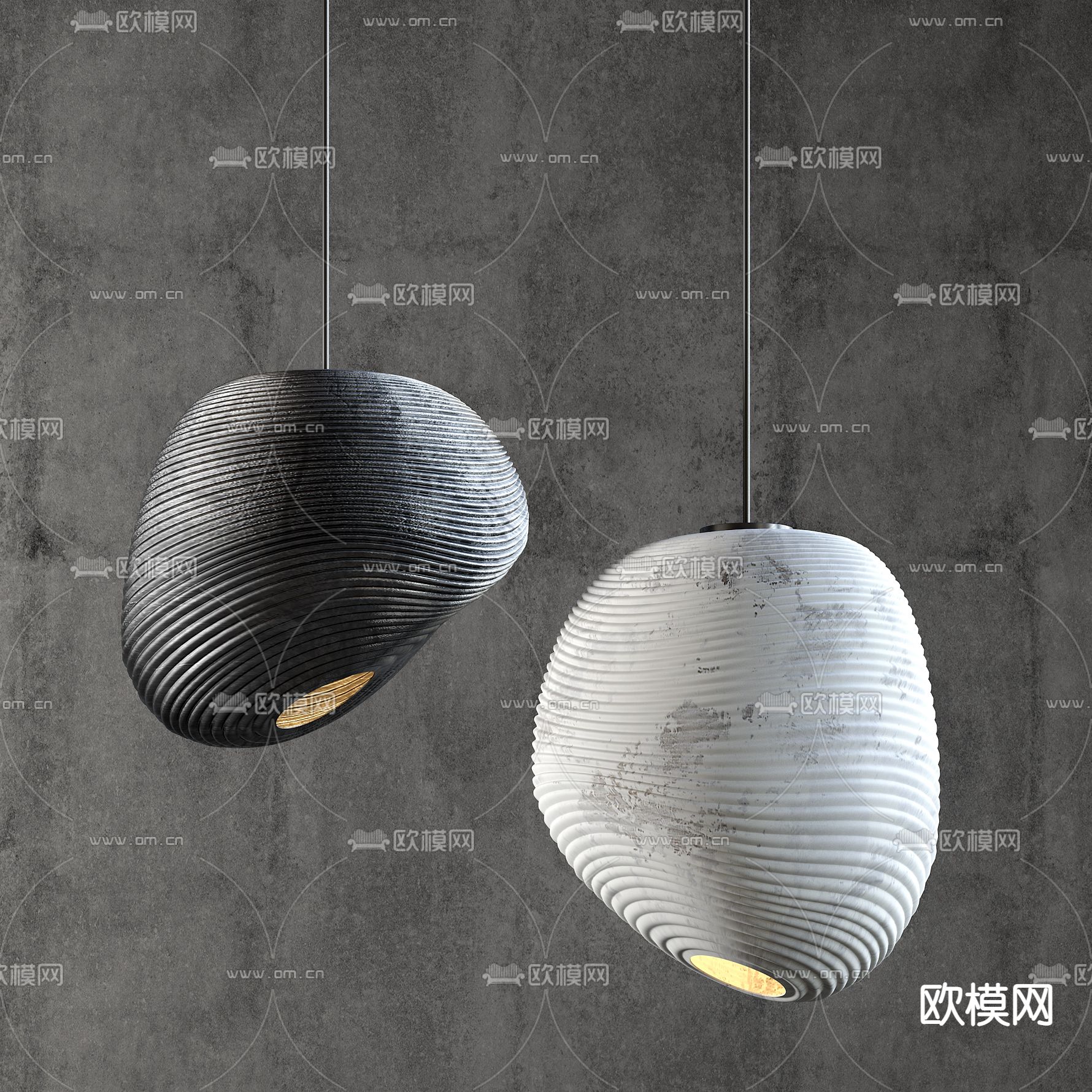 侘寂金属个性吊灯3d模型下载