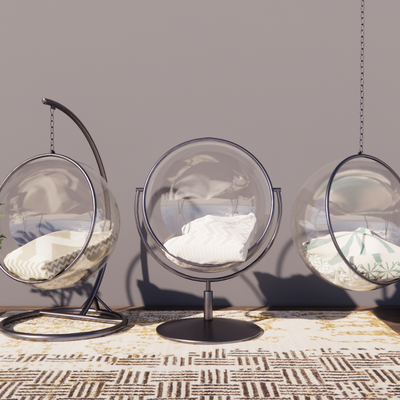  现代透明吊椅su模型 