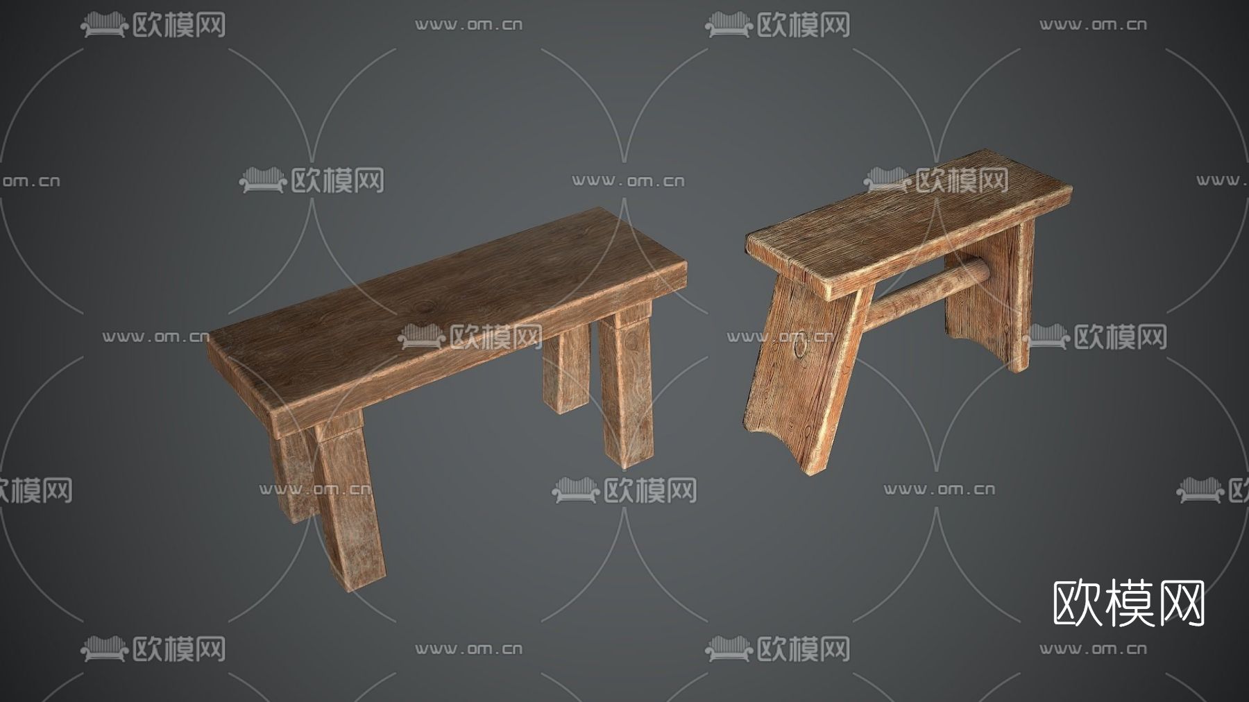 自然风木质凳子免费3d模型下载