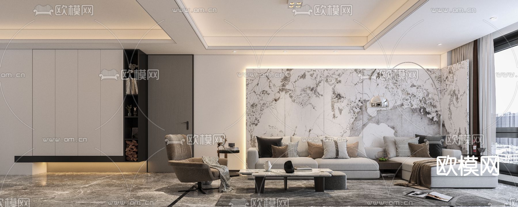 现代客厅餐厅免费3d模型