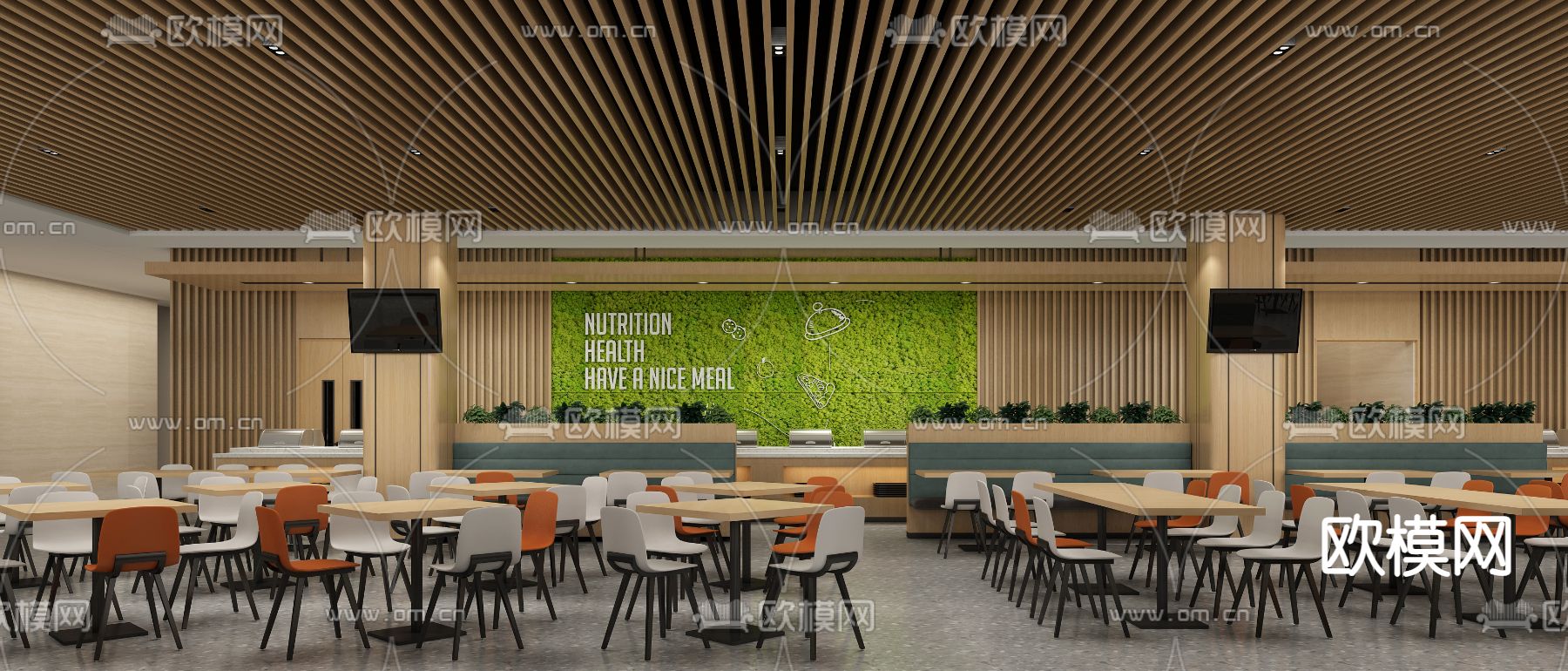 现代食堂自助餐厅3d模型下载