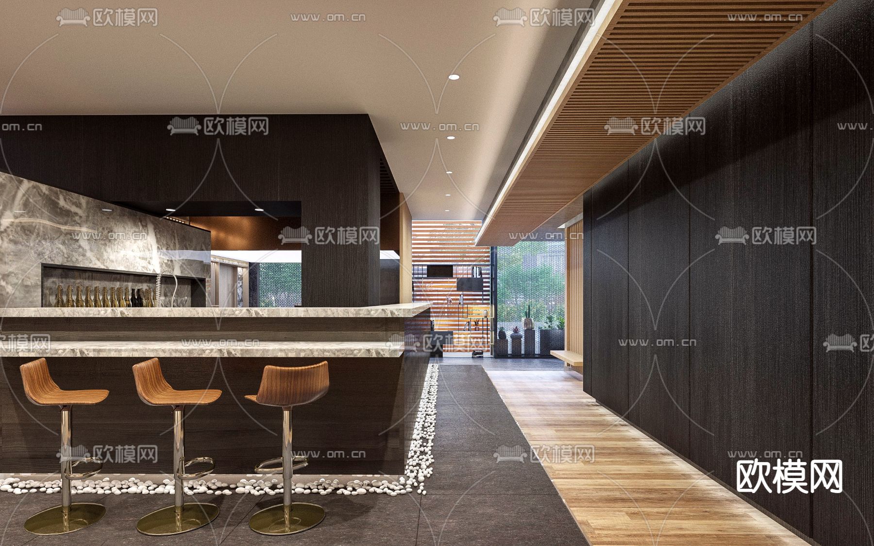 现代清吧酒吧3d模型下载（渲染图1）