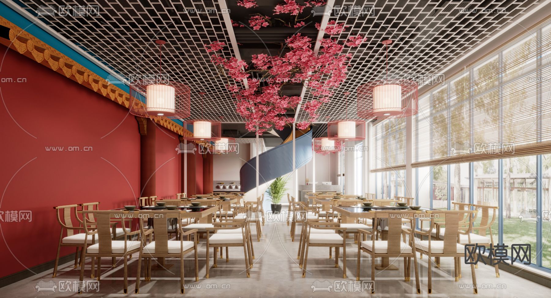 新中式火锅店3d模型下载