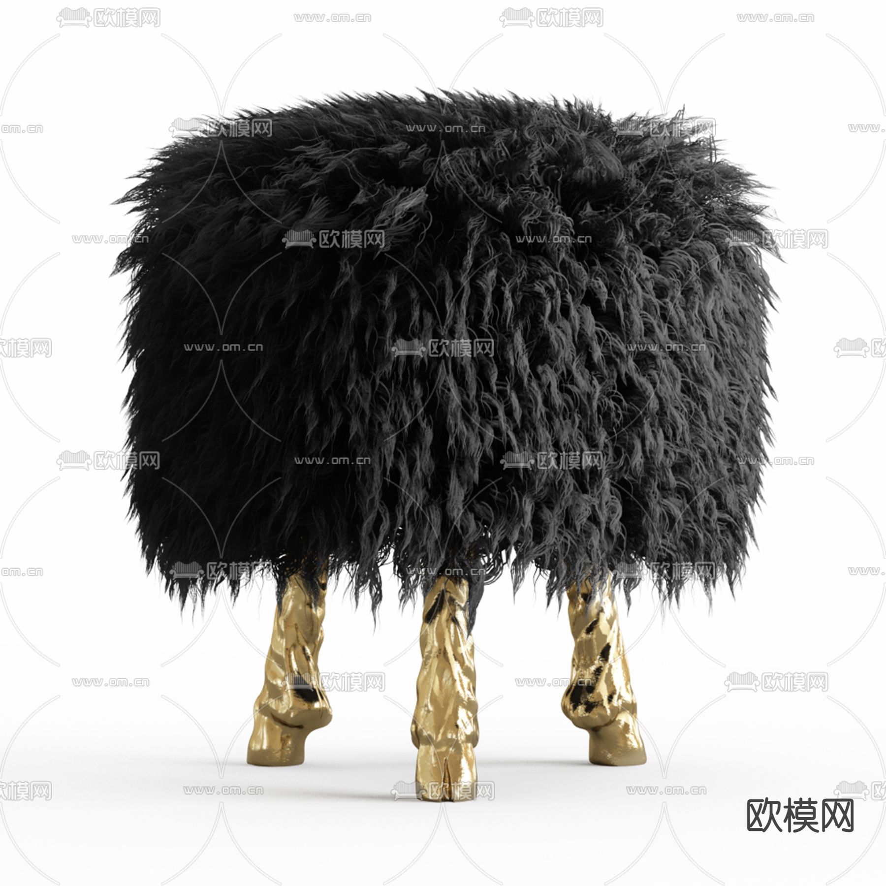 现代羊毛凳3d模型