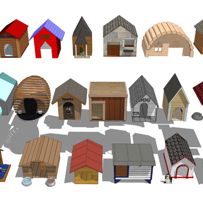  现代宠物房狗窝su模型 