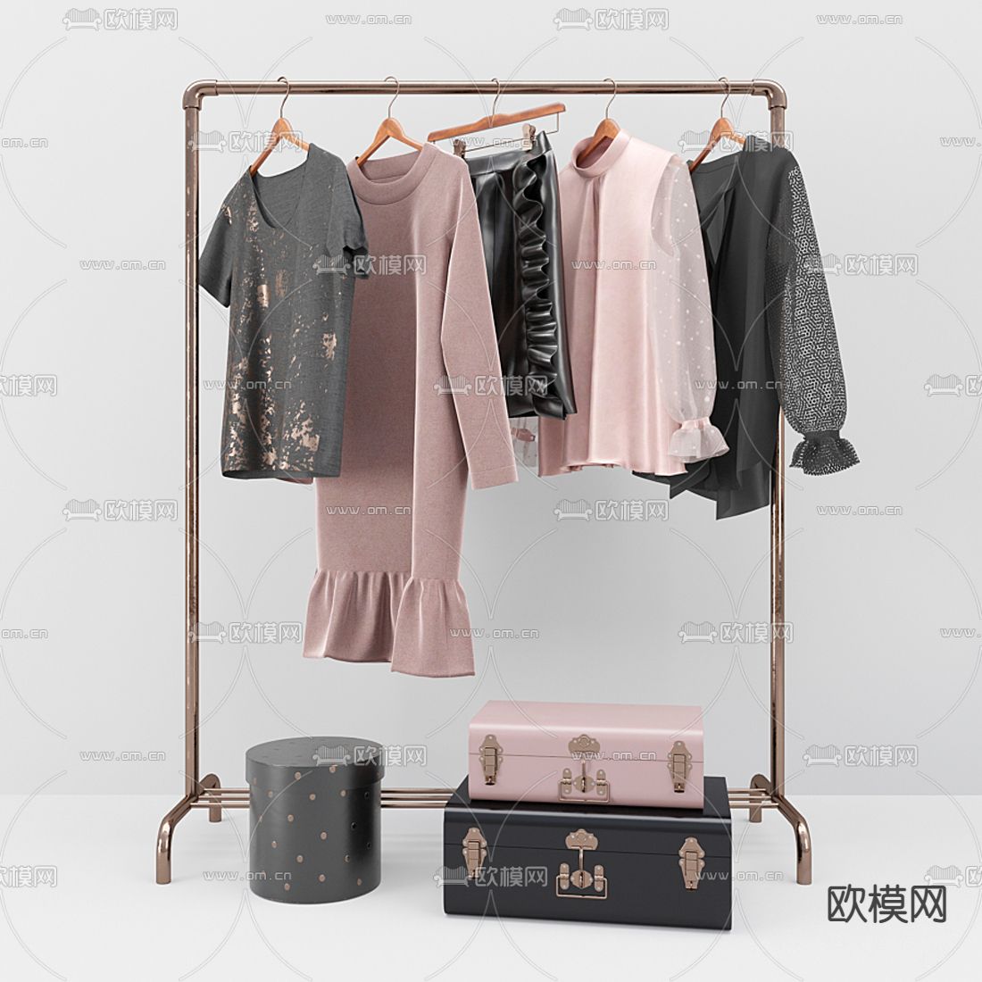 现代服装衣架3d模型下载（渲染图1）
