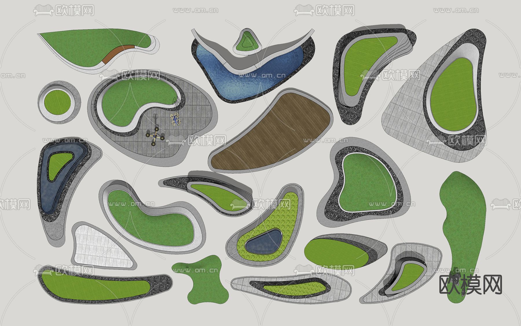 现代树池小品su模型