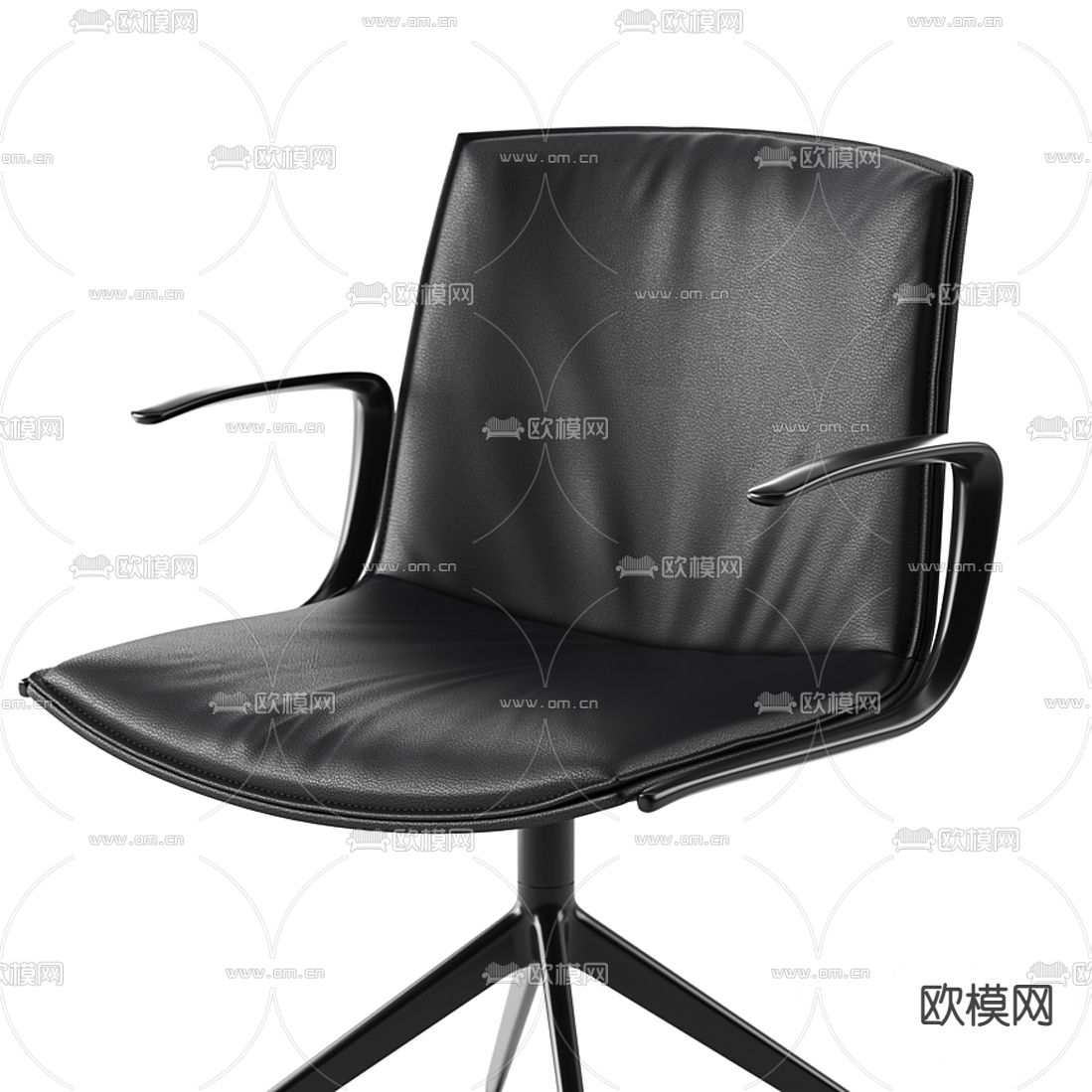 现代皮革办公转椅3d模型下载（渲染图1）