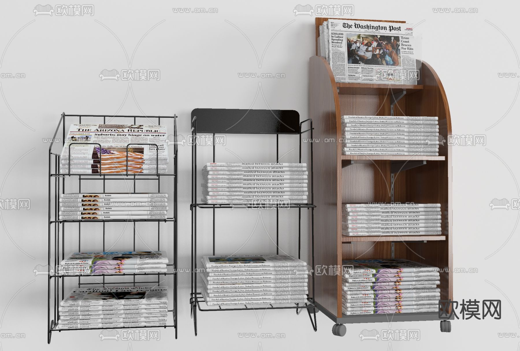 现代报纸书架免费3d模型下载