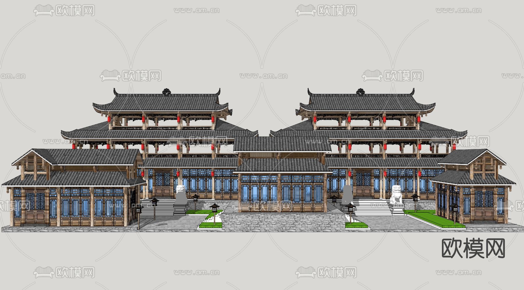 中式古建民居su模型下载（渲染图2）