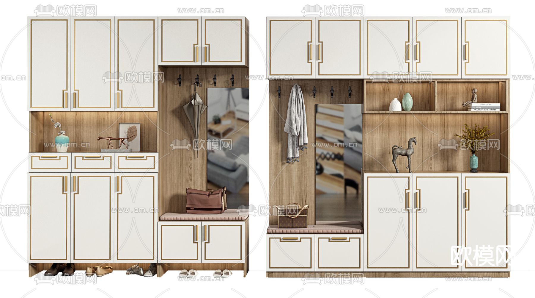 新中式玄关鞋柜su模型下载（渲染图1）