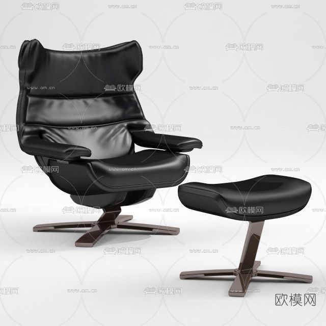 现代皮革班台椅免费3d模型