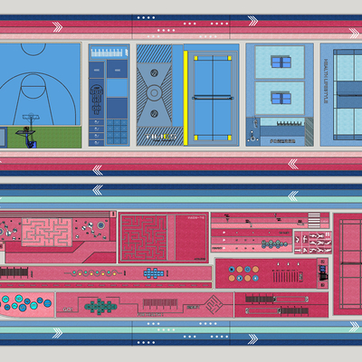 现代户外运动场su模型