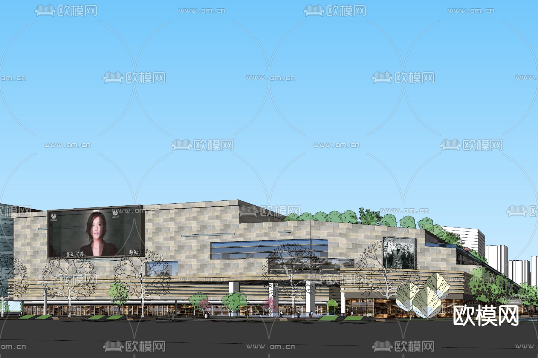 现代商业综合体su模型