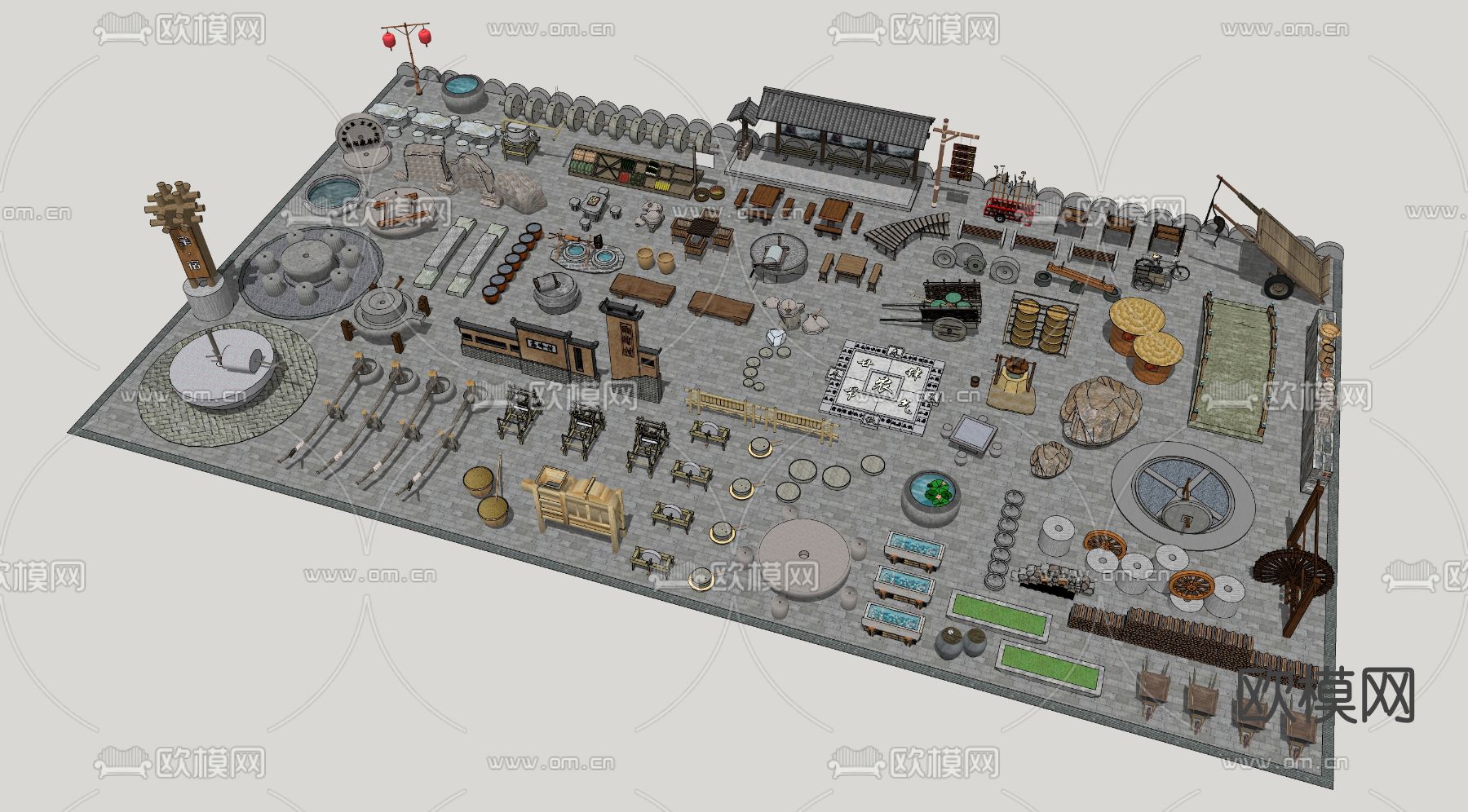 自然风民俗小品su模型下载（渲染图3）