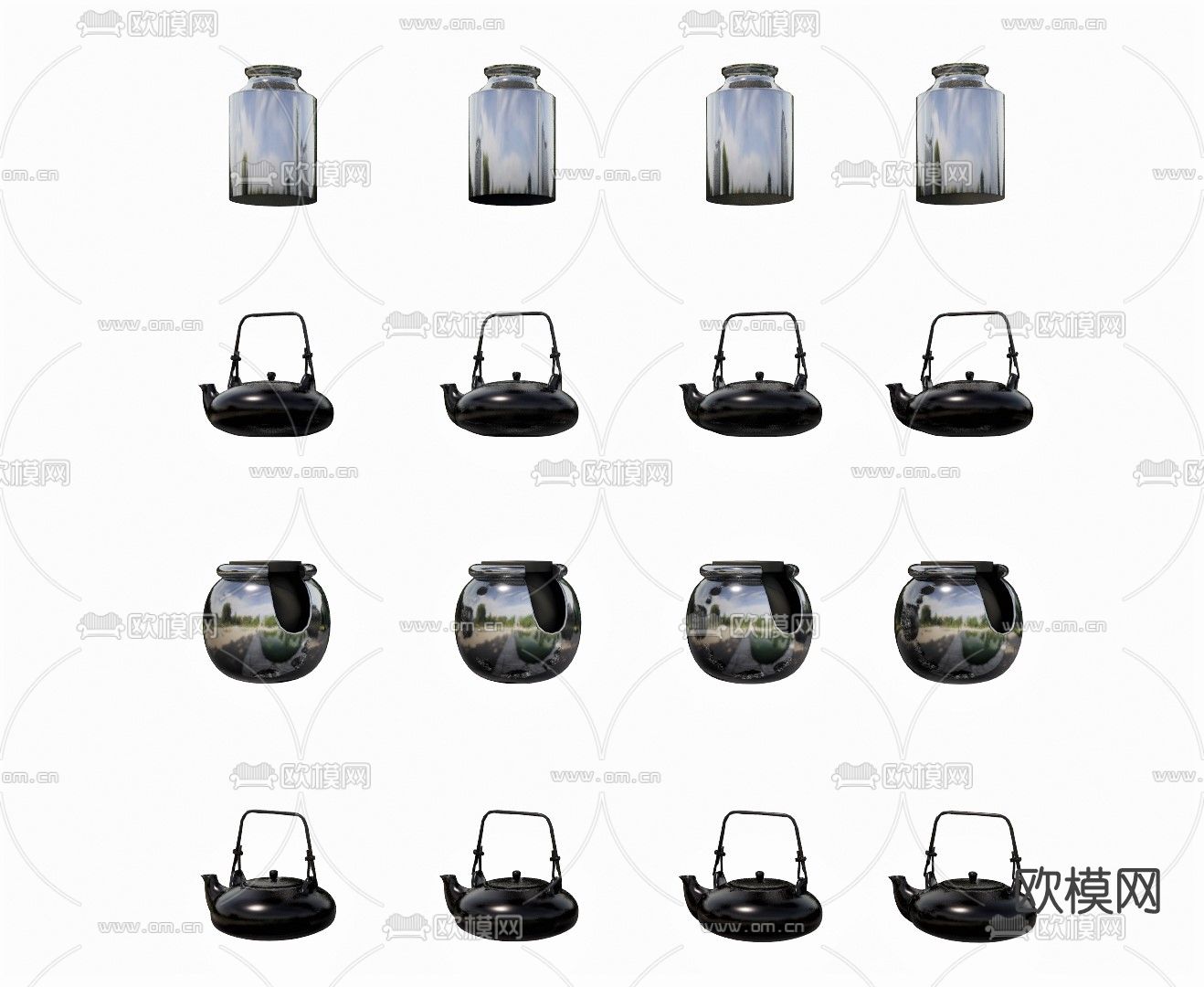 现代茶壶茶具su模型下载（渲染图1）