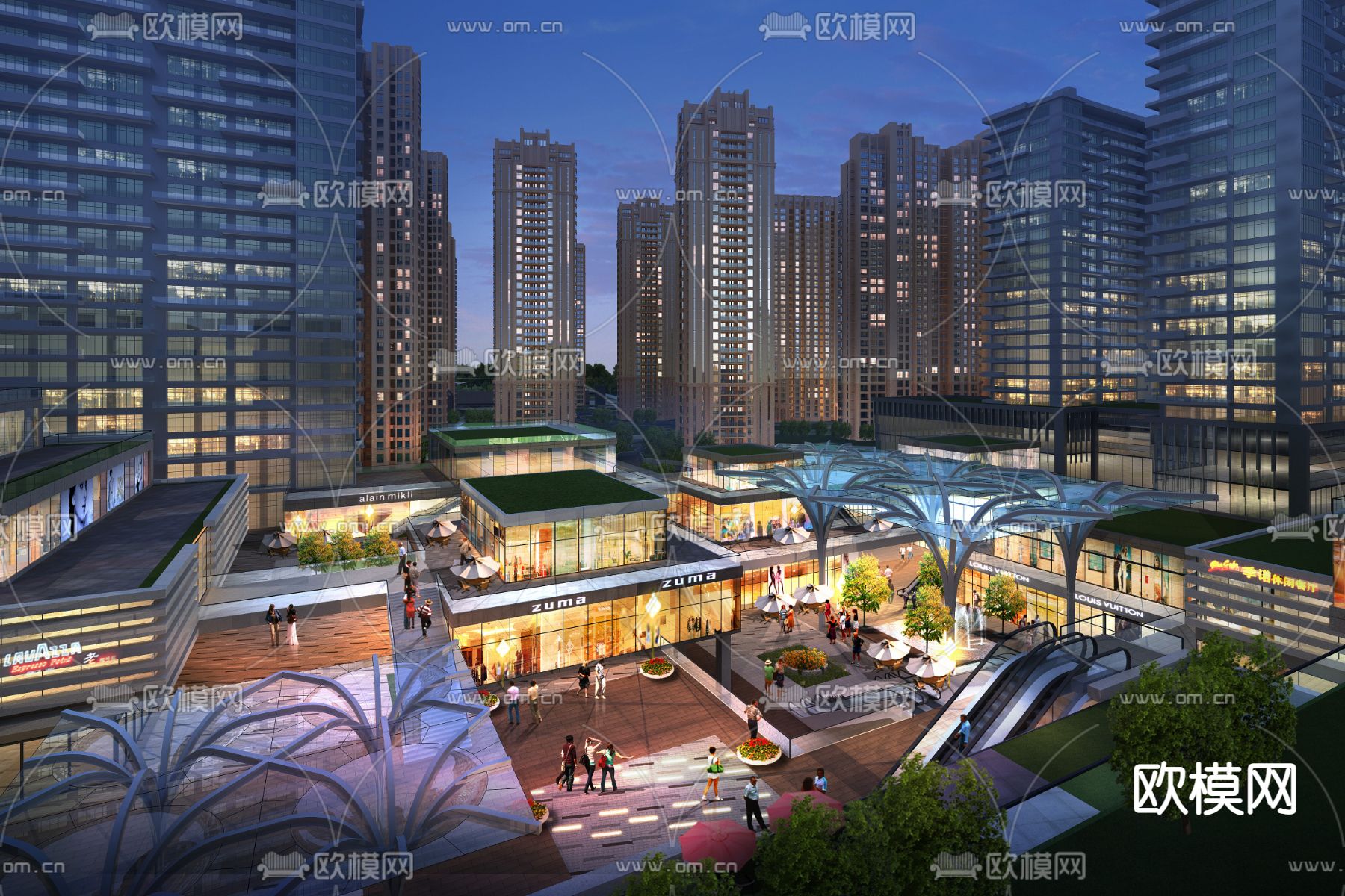 现代商业综合体su模型