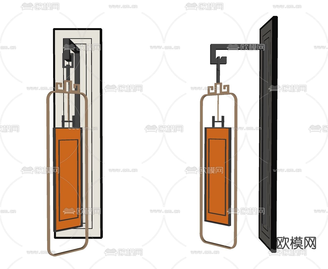 新中式艺术壁灯su模型下载（渲染图2）