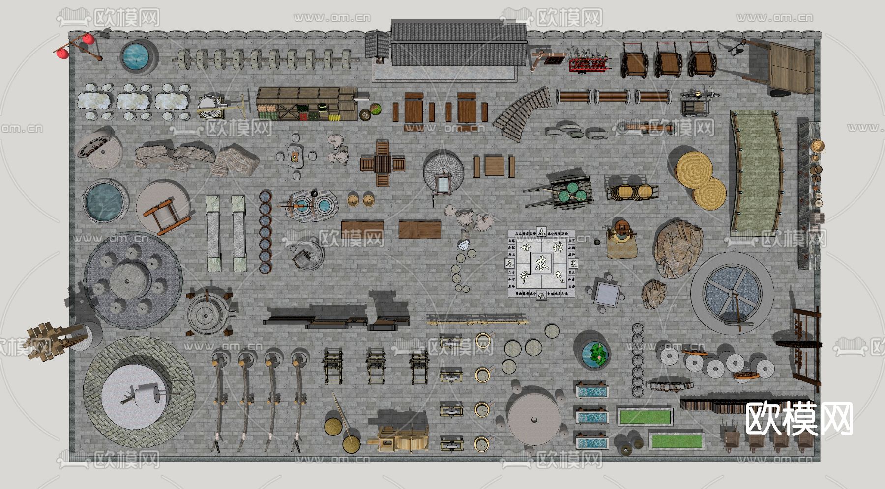 自然风民俗小品su模型下载（渲染图2）