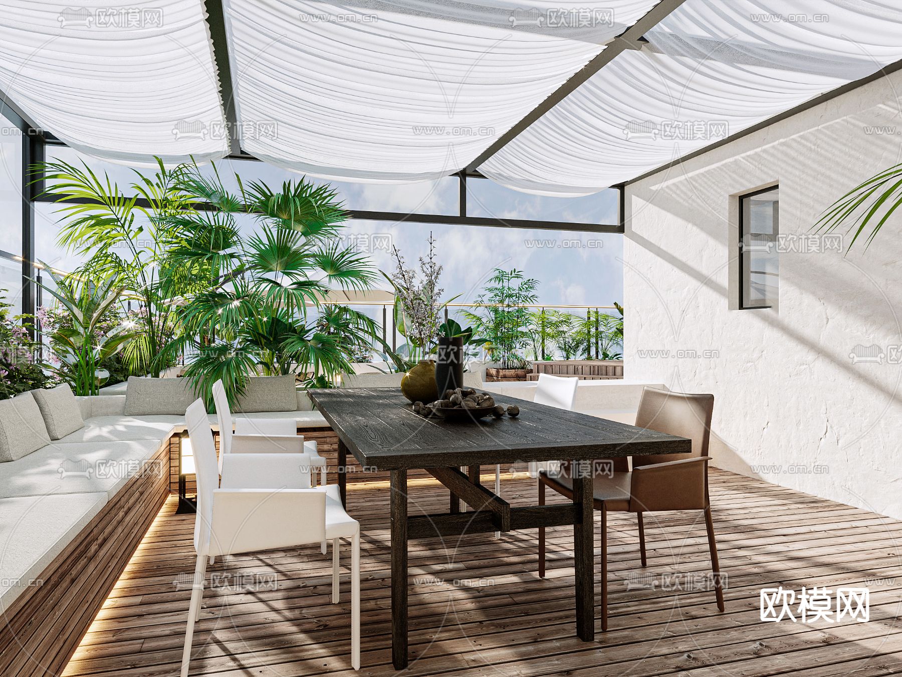 现代休闲露台阳台3d模型下载