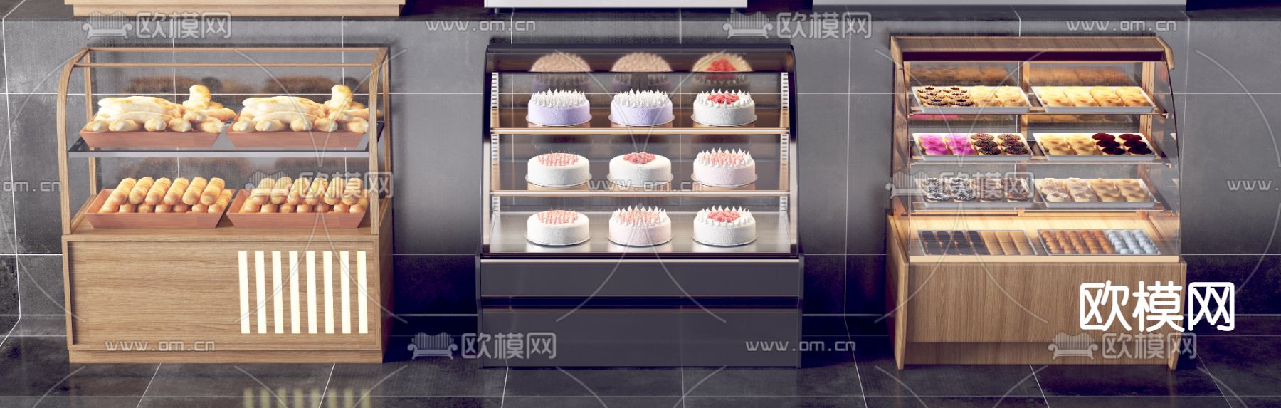 现代蛋糕展示柜3d模型