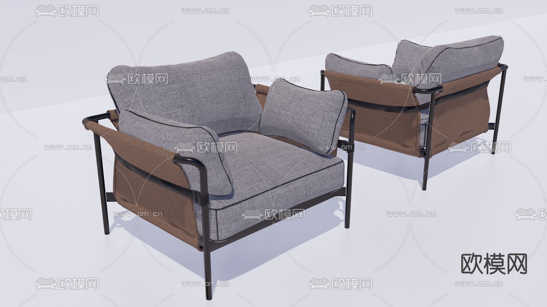 现代布艺休闲沙发su模型下载（渲染图1）