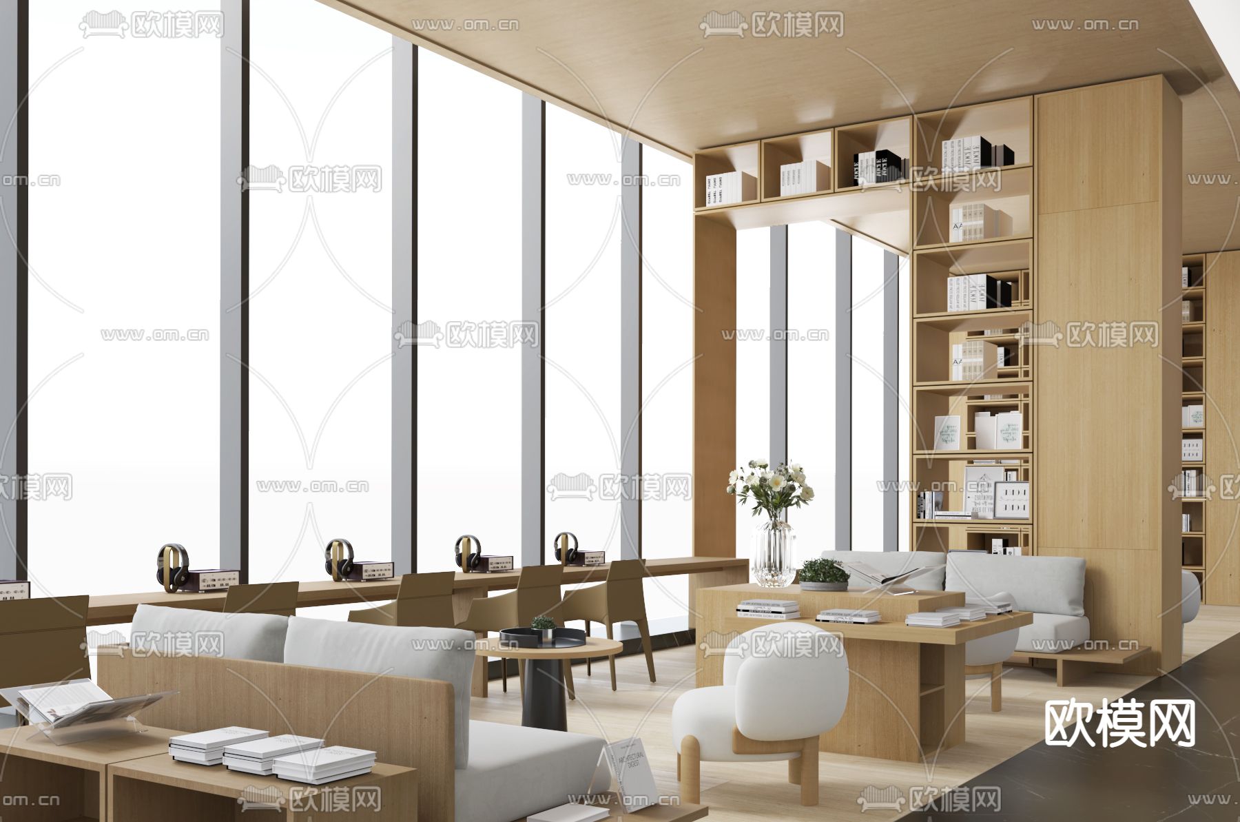 米修设计 现代售楼处洽谈区3d模型