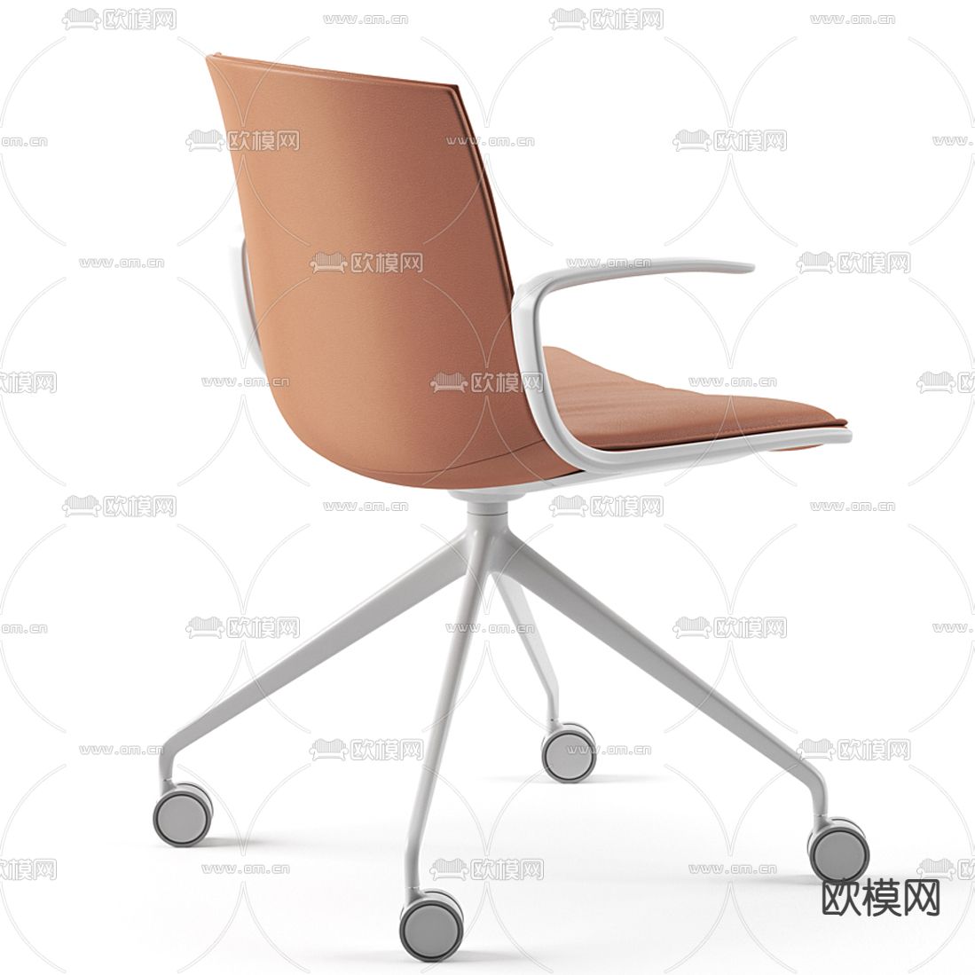 现代皮革办公转椅3d模型下载（渲染图4）