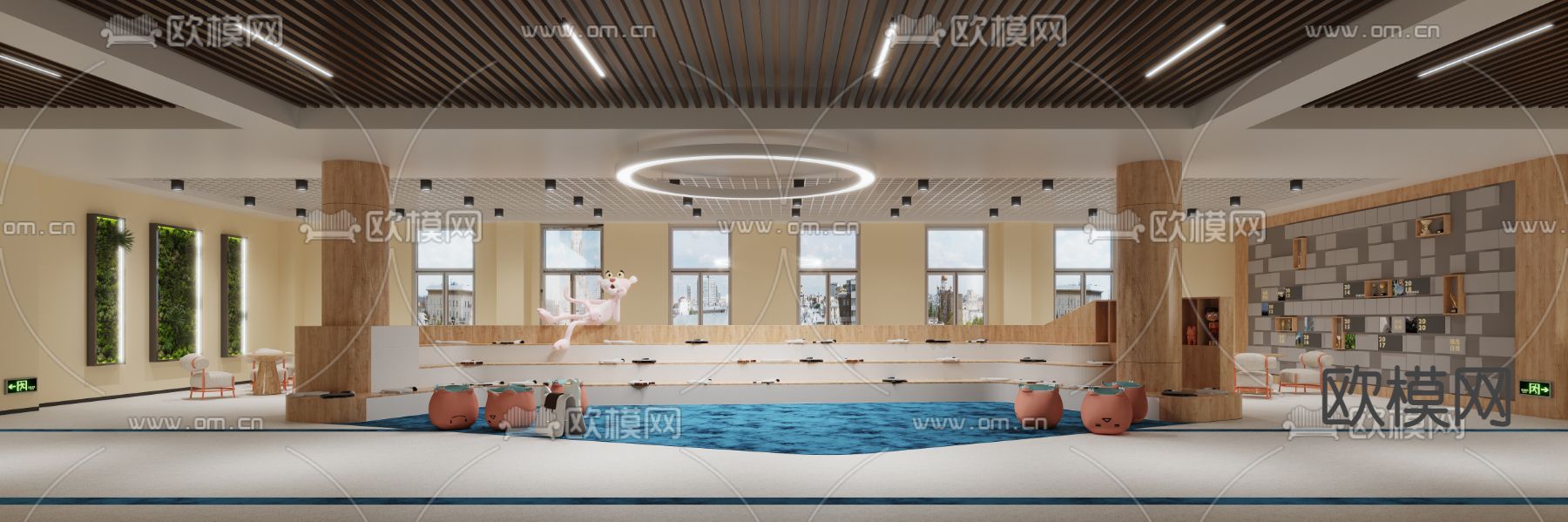 现代幼儿园活动室3d模型下载