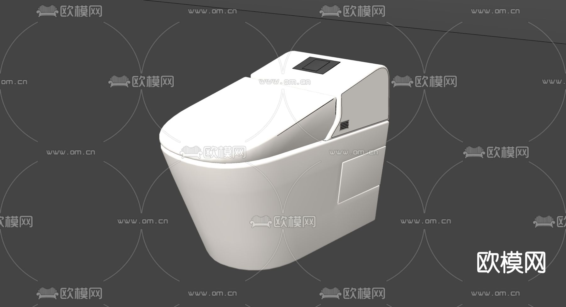 现代智能马桶su模型下载（渲染图1）