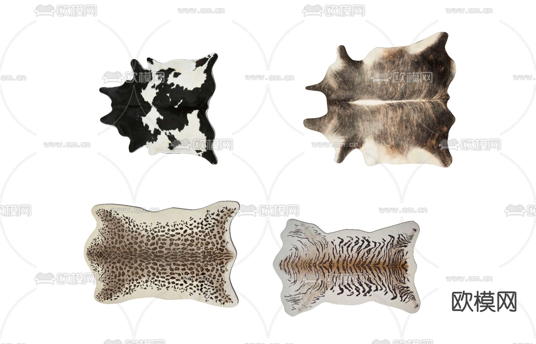 现代毛皮地毯su模型下载