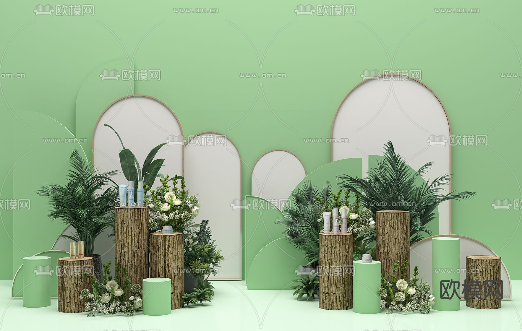 现代绿植花艺美陈3d模型
