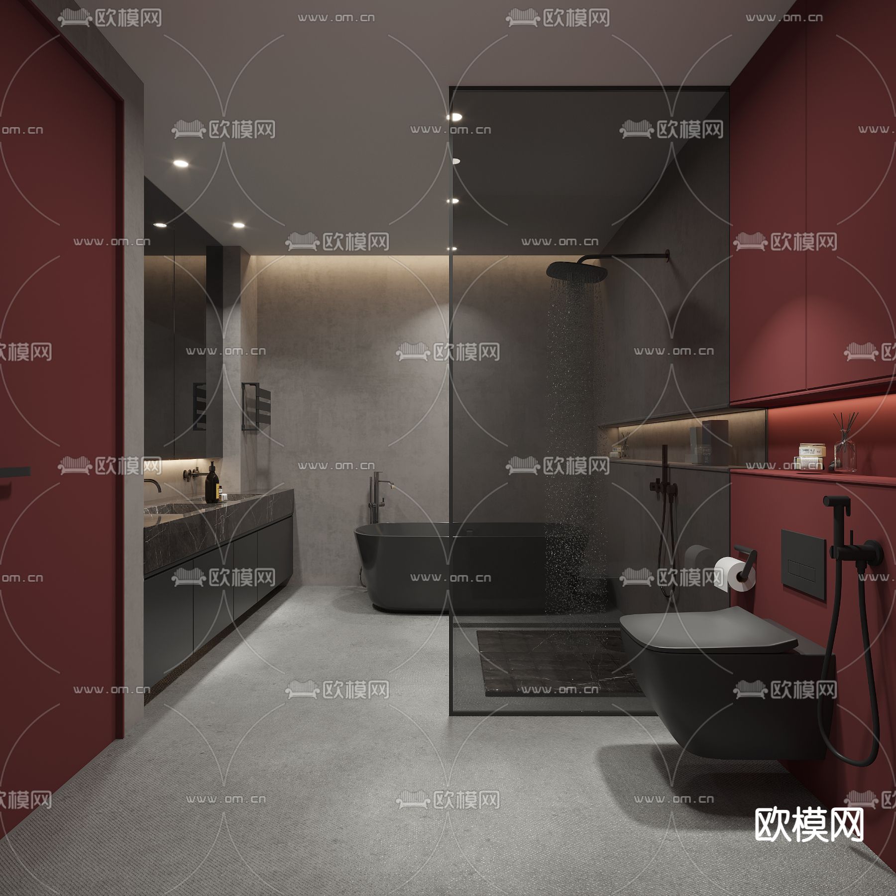 现代卫生间浴室3d模型