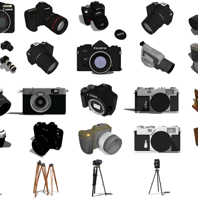  现代照相机摄像机su模型 