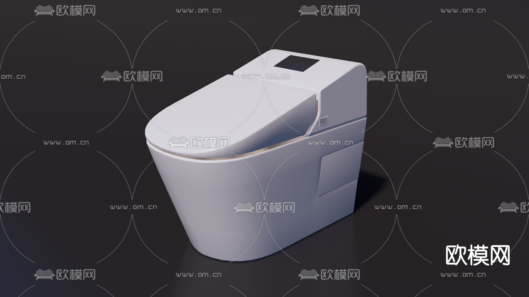 现代智能马桶su模型下载（渲染图2）