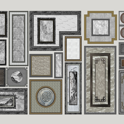 新中式铺装小品su模型