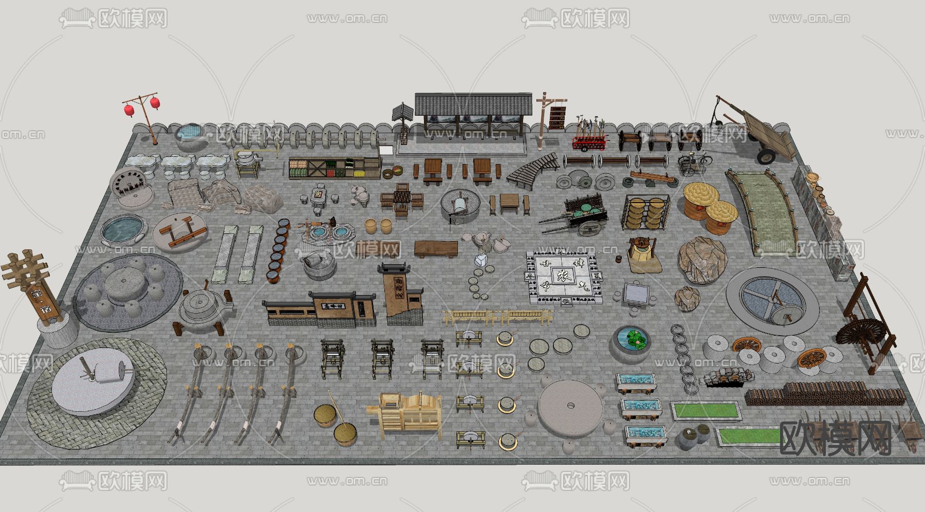 自然风民俗小品su模型下载（渲染图1）