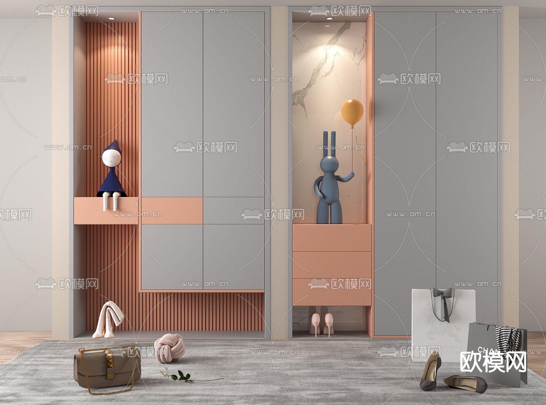 现代玄关鞋柜3d模型