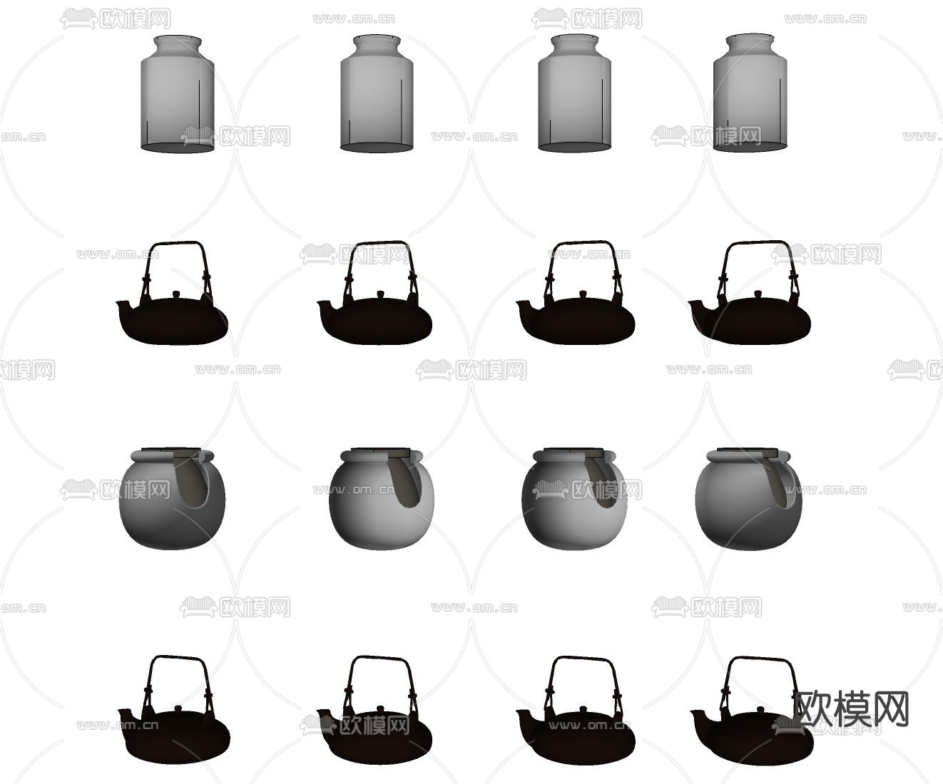 现代茶壶茶具su模型下载（渲染图2）