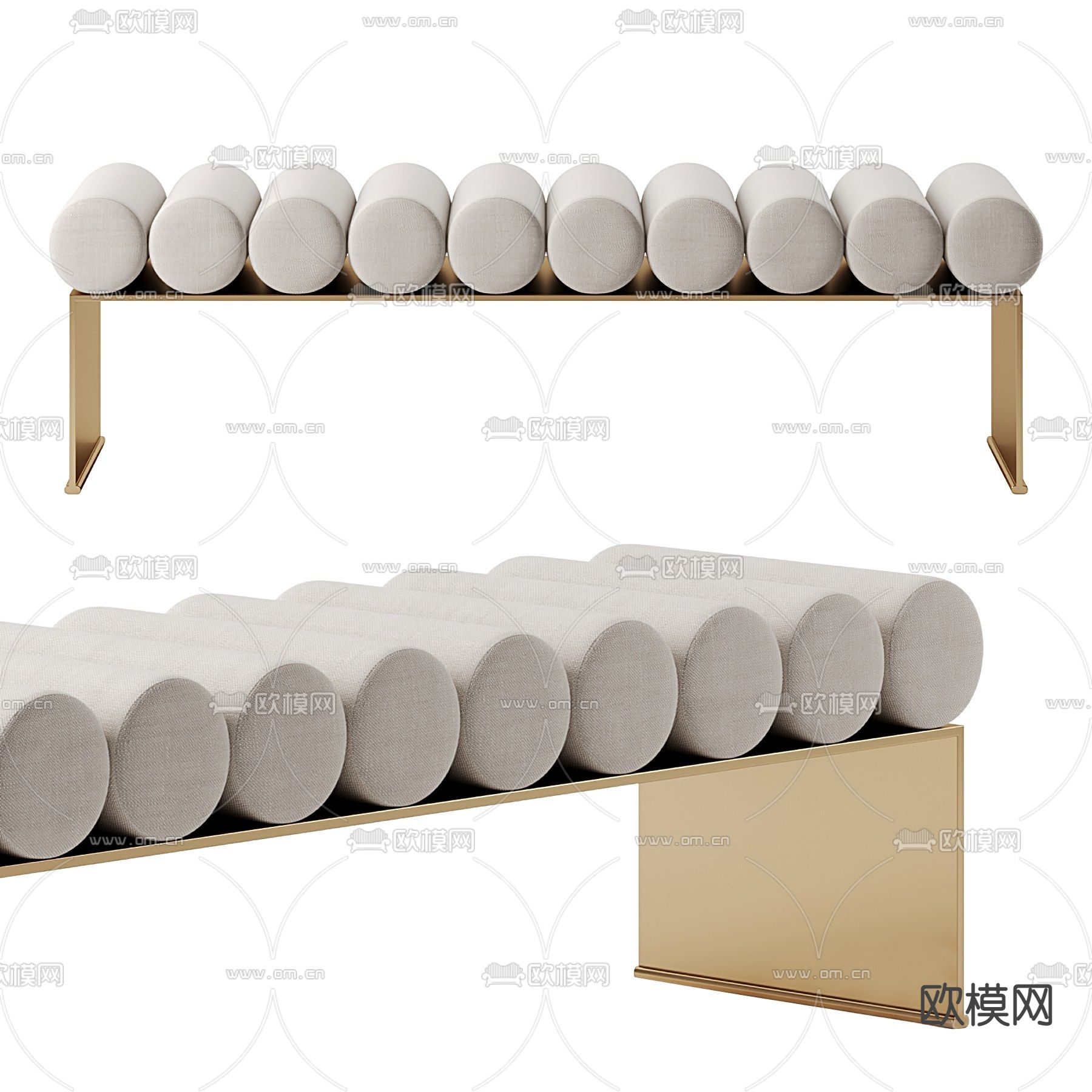 现代布艺脚踏3d模型