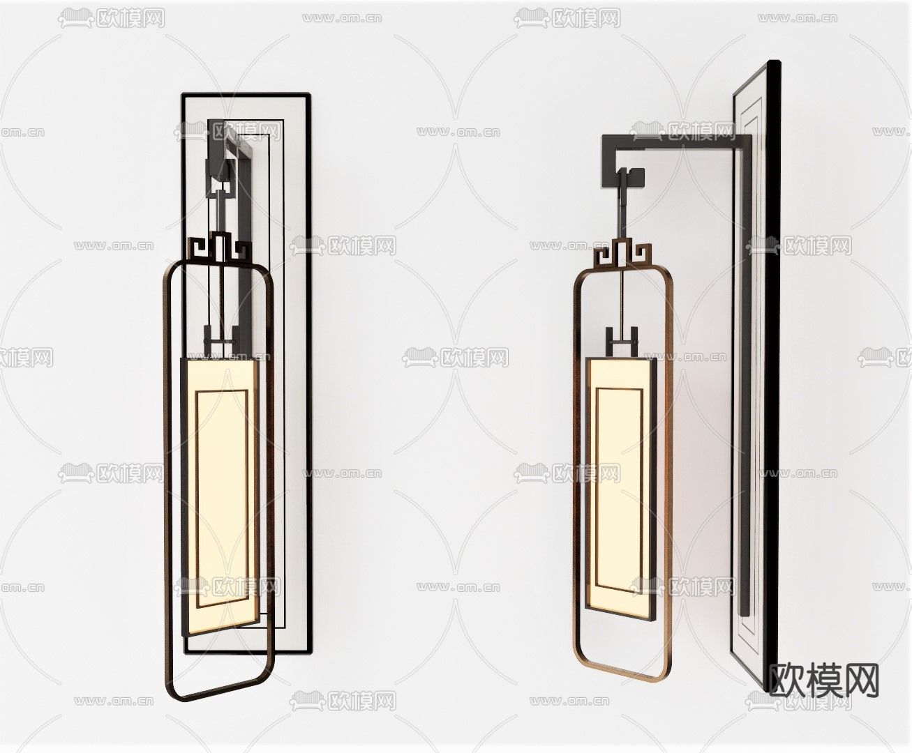 新中式艺术壁灯su模型下载（渲染图1）