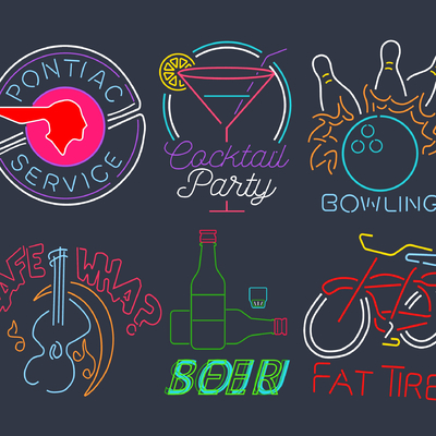  现代霓虹灯装饰灯su模型 