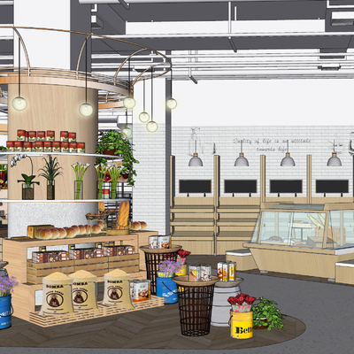  现代商场超市su模型 