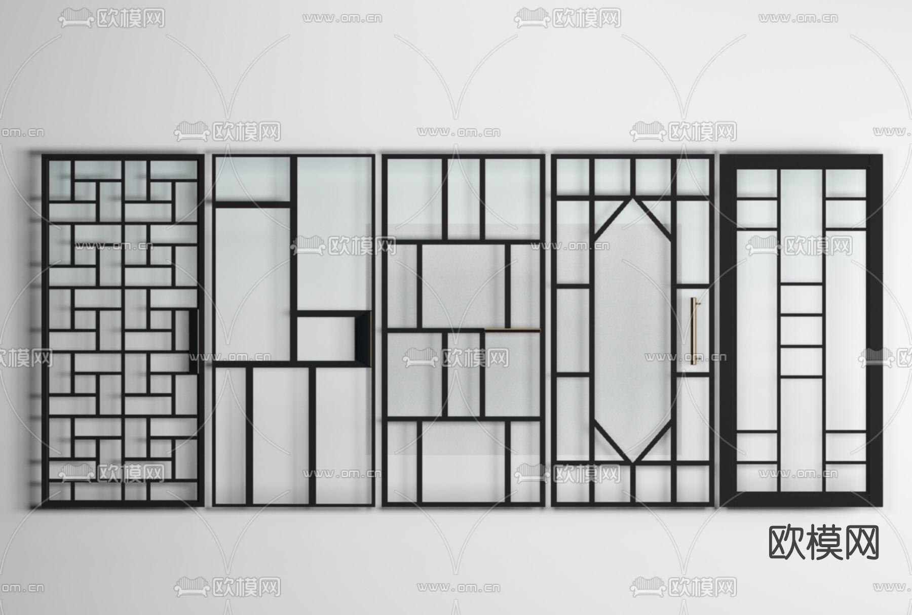 现代玻璃屏风隔断免费3d模型下载