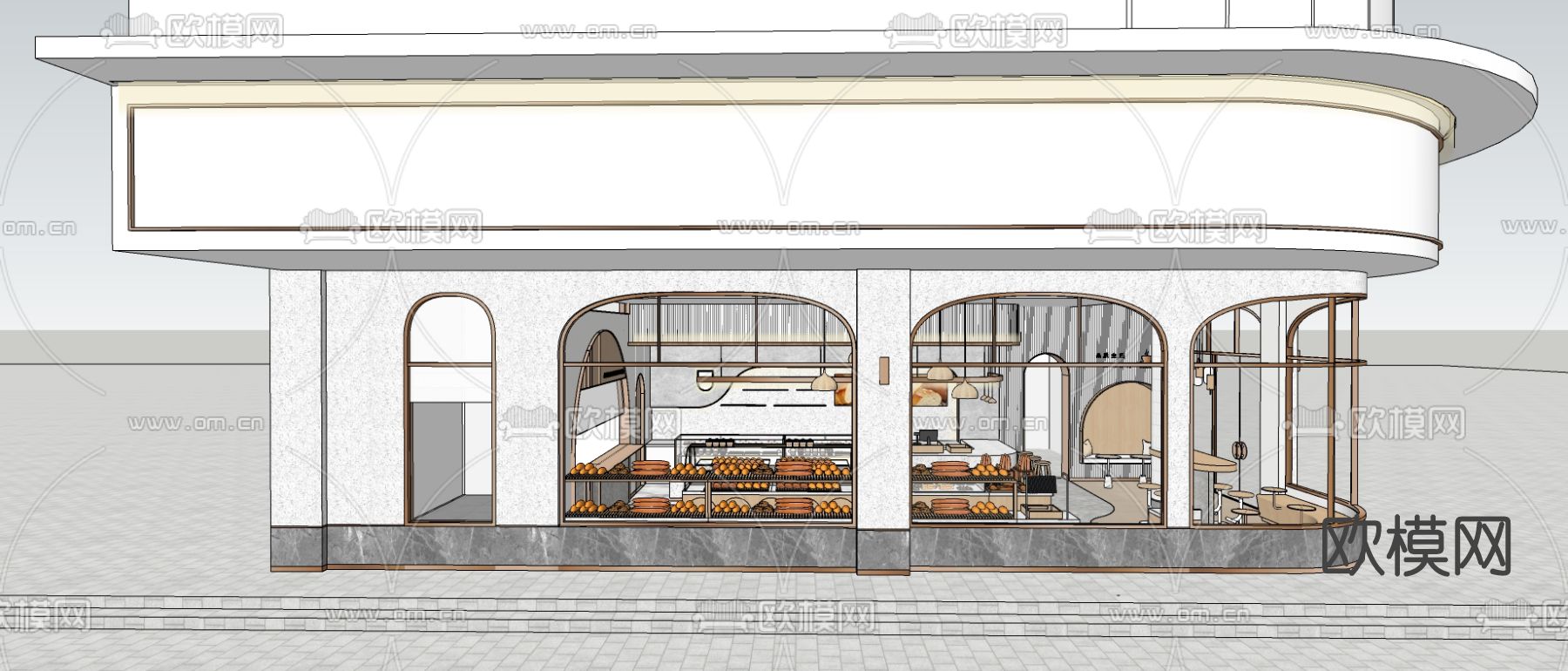 现代面包店su模型下载（渲染图2）