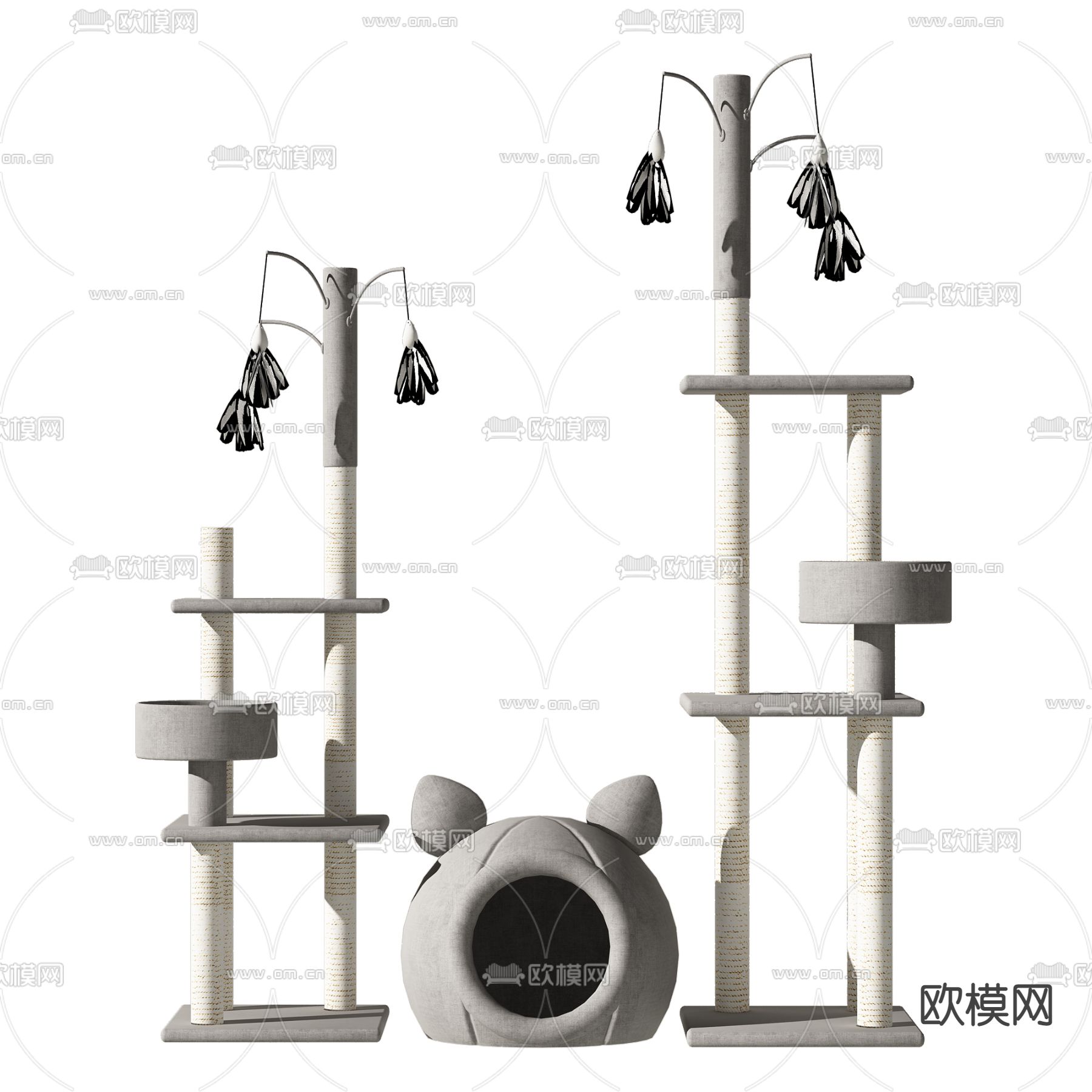 现代猫窝猫爬架3d模型下载