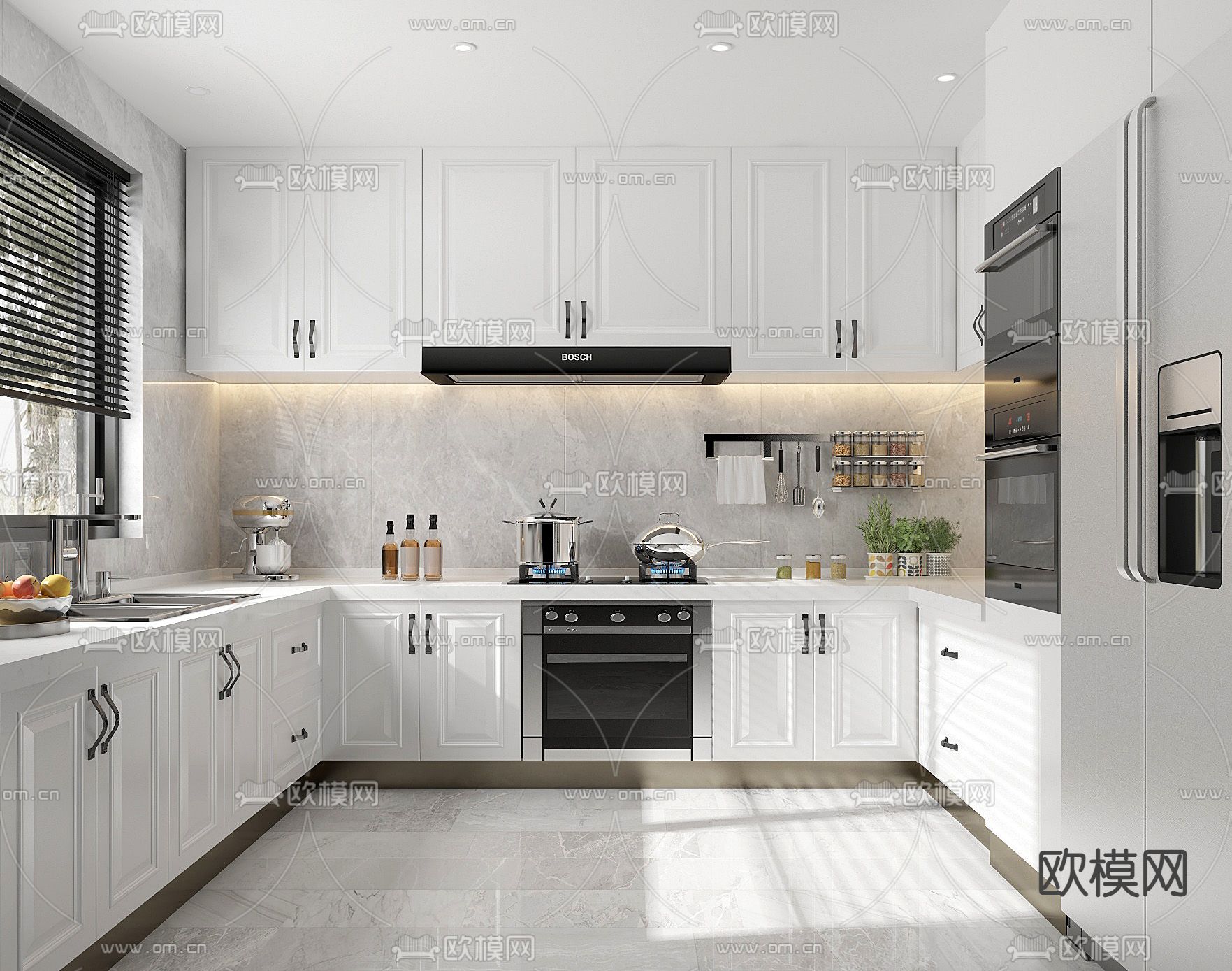 简欧厨房3d模型下载