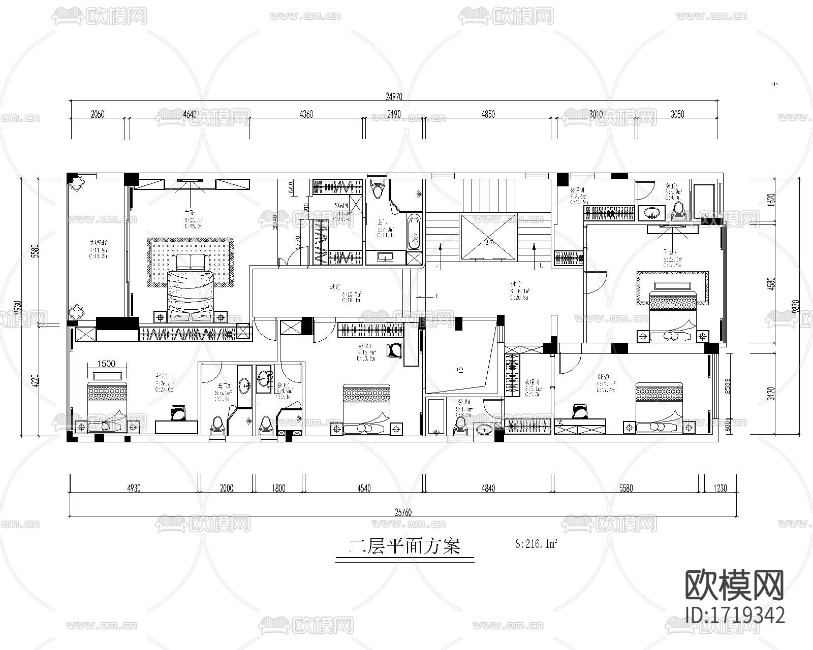 四层别墅平面图下载（渲染图3）