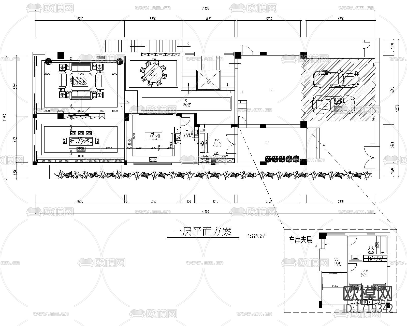 四层别墅平面图下载（渲染图2）
