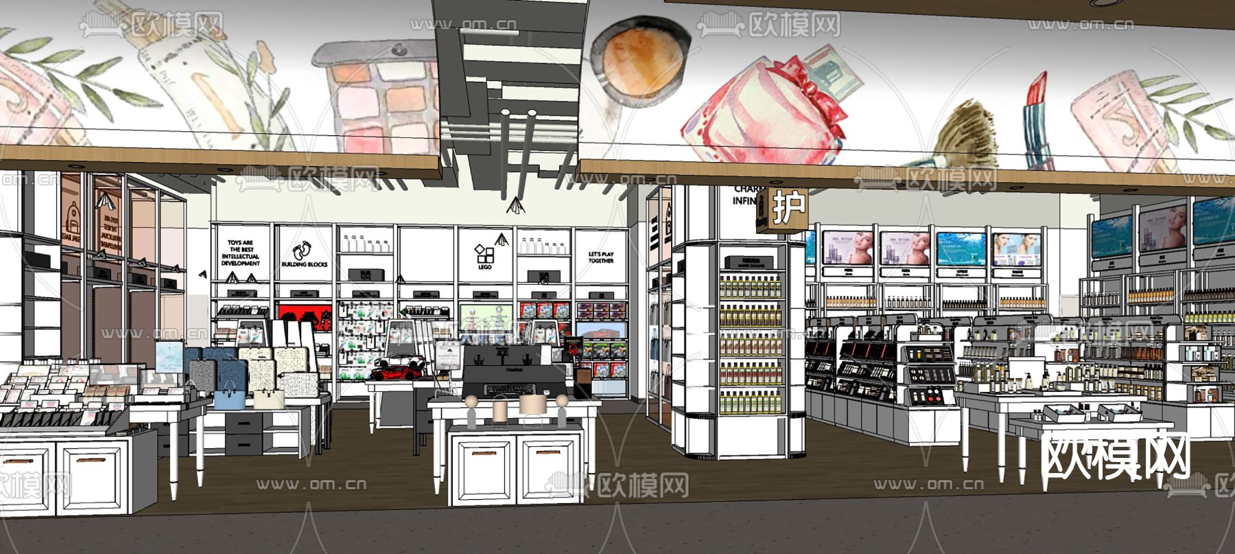 现代商业超市su模型下载（渲染图3）